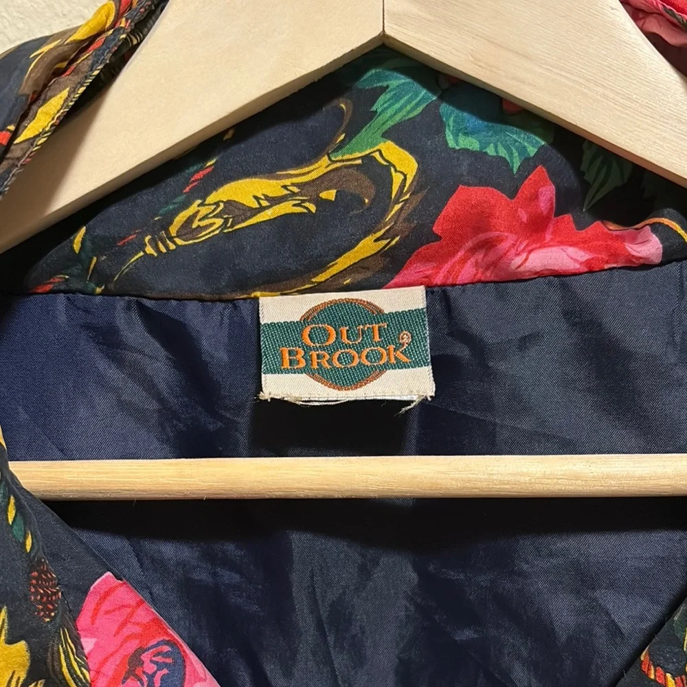 Outbrook Floral Silk Vintage Jacket Size Large - Picture 2 of 6